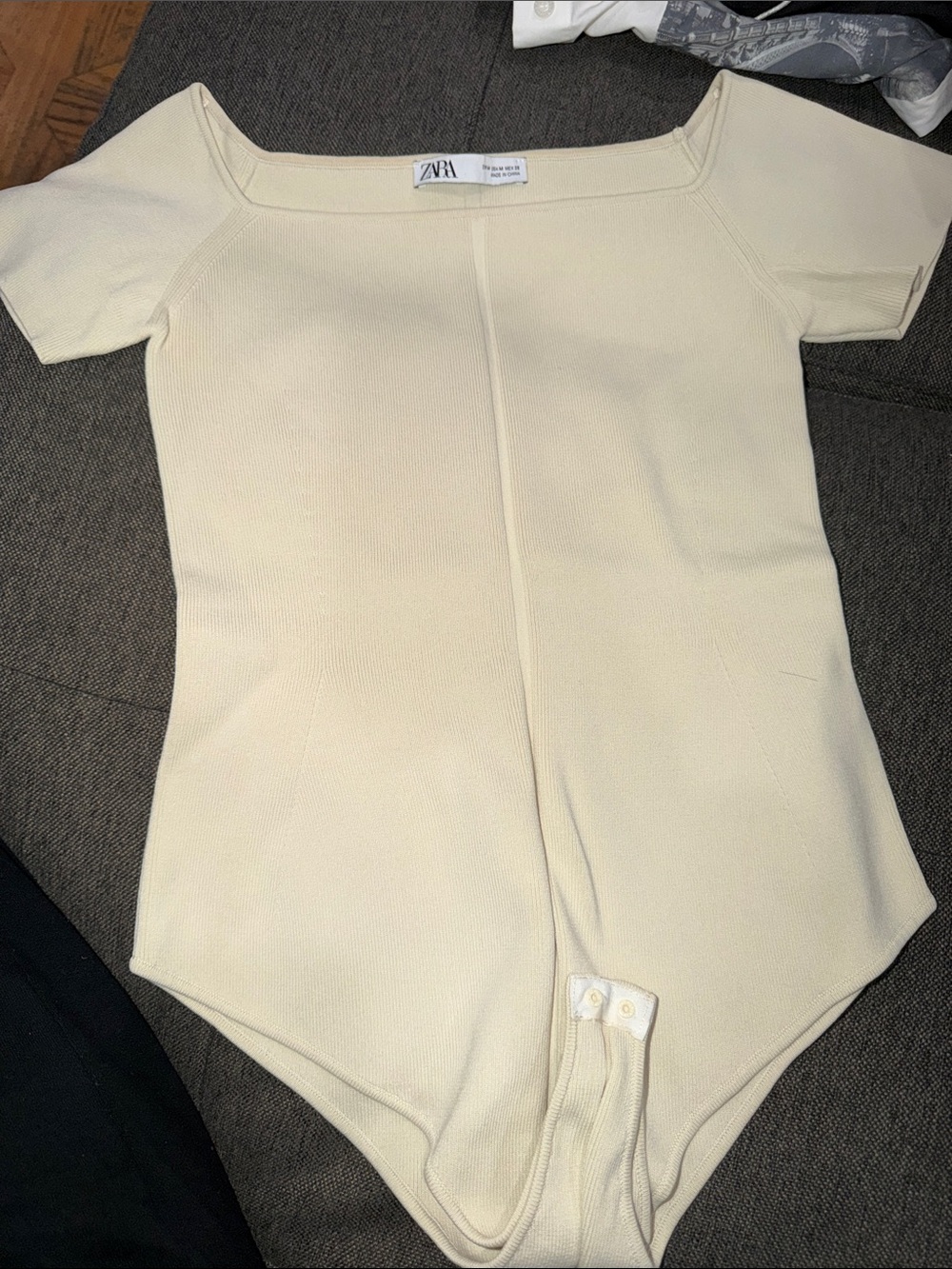 Zara Cream Short-Sleeve Bodysuit